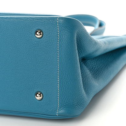 Hermes Taurillon Clemence Victoria II Cabas 32 Blue Jean 8 of 9