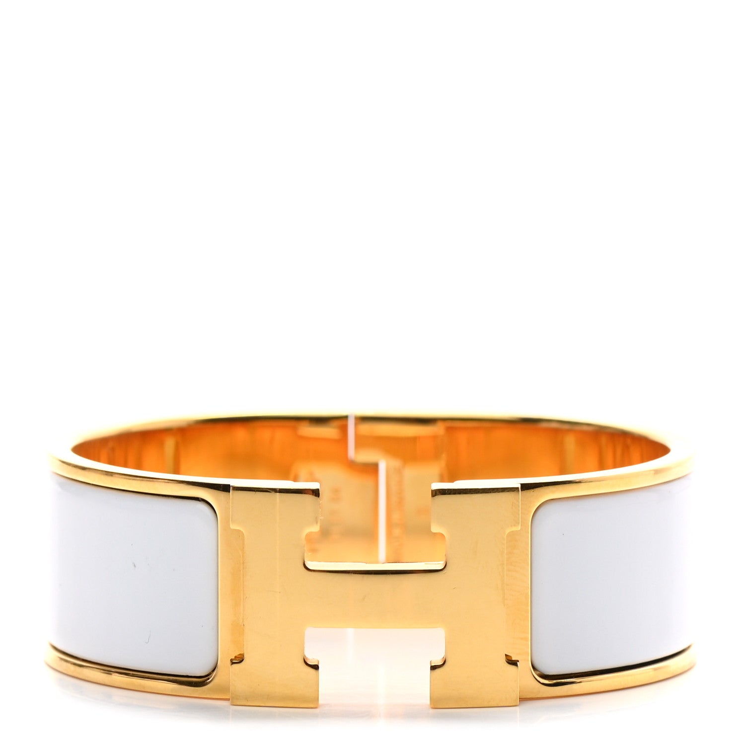 Hermes Enamel Wide Clic Clac H Bracelet PM White 1 of 4