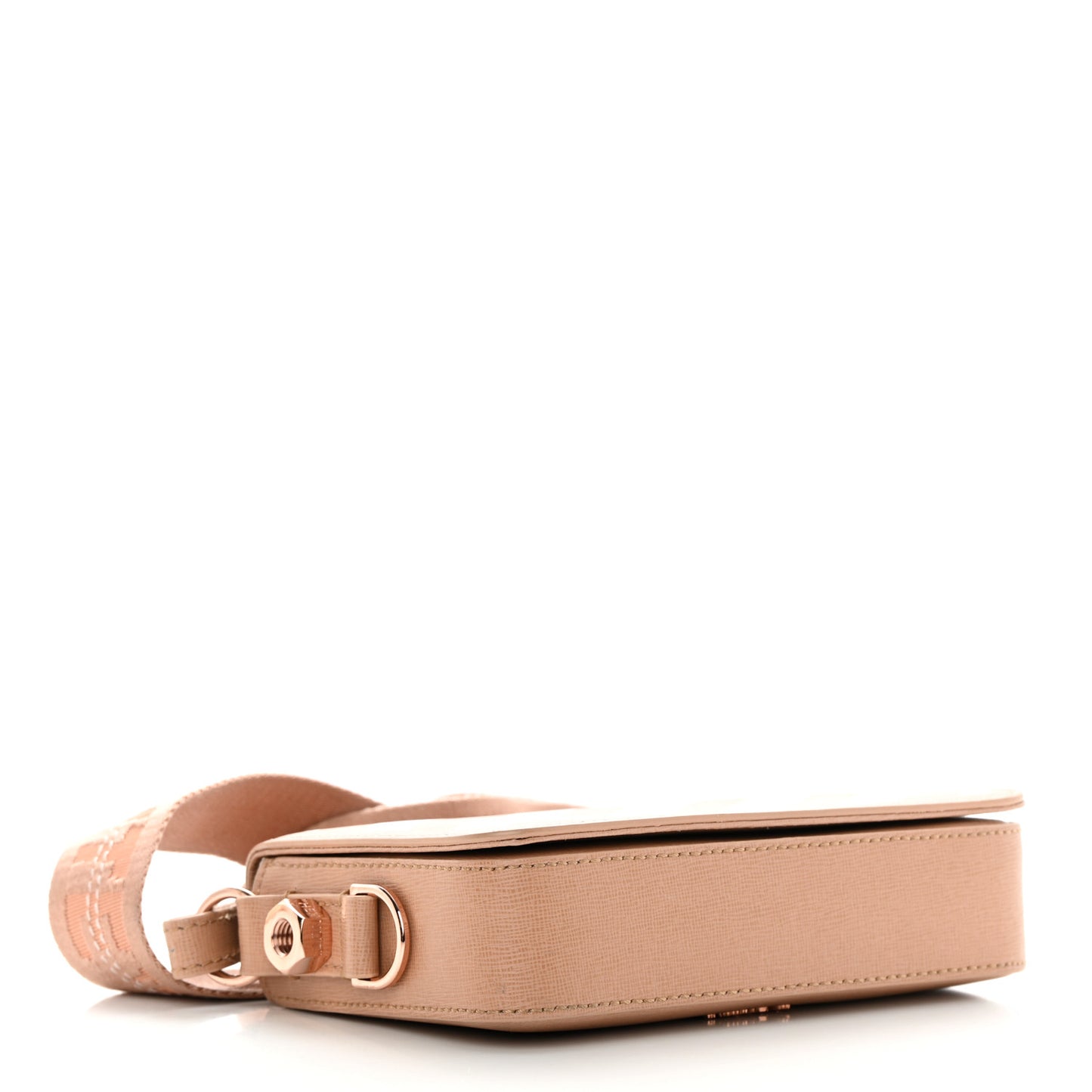 Saffiano Striped Mini Diag Bag Nude White