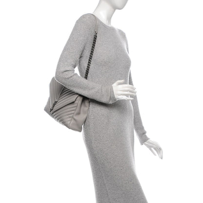 Saint Laurent Sheepskin Matelasse Chevron Monogram Large College Satchel Light Grey 2 of 6