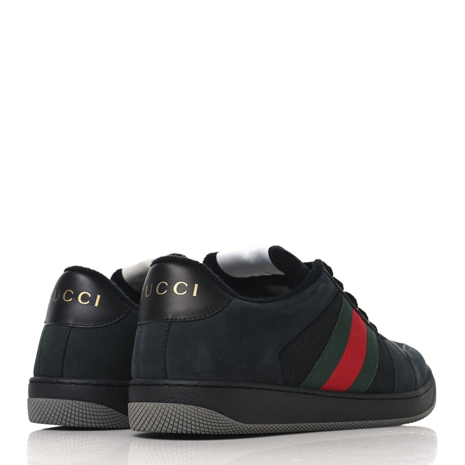 Gucci Calfskin Nylon GG Monogram Calfskin Web Mens Screener Sneakers 8 Black 5 of 10