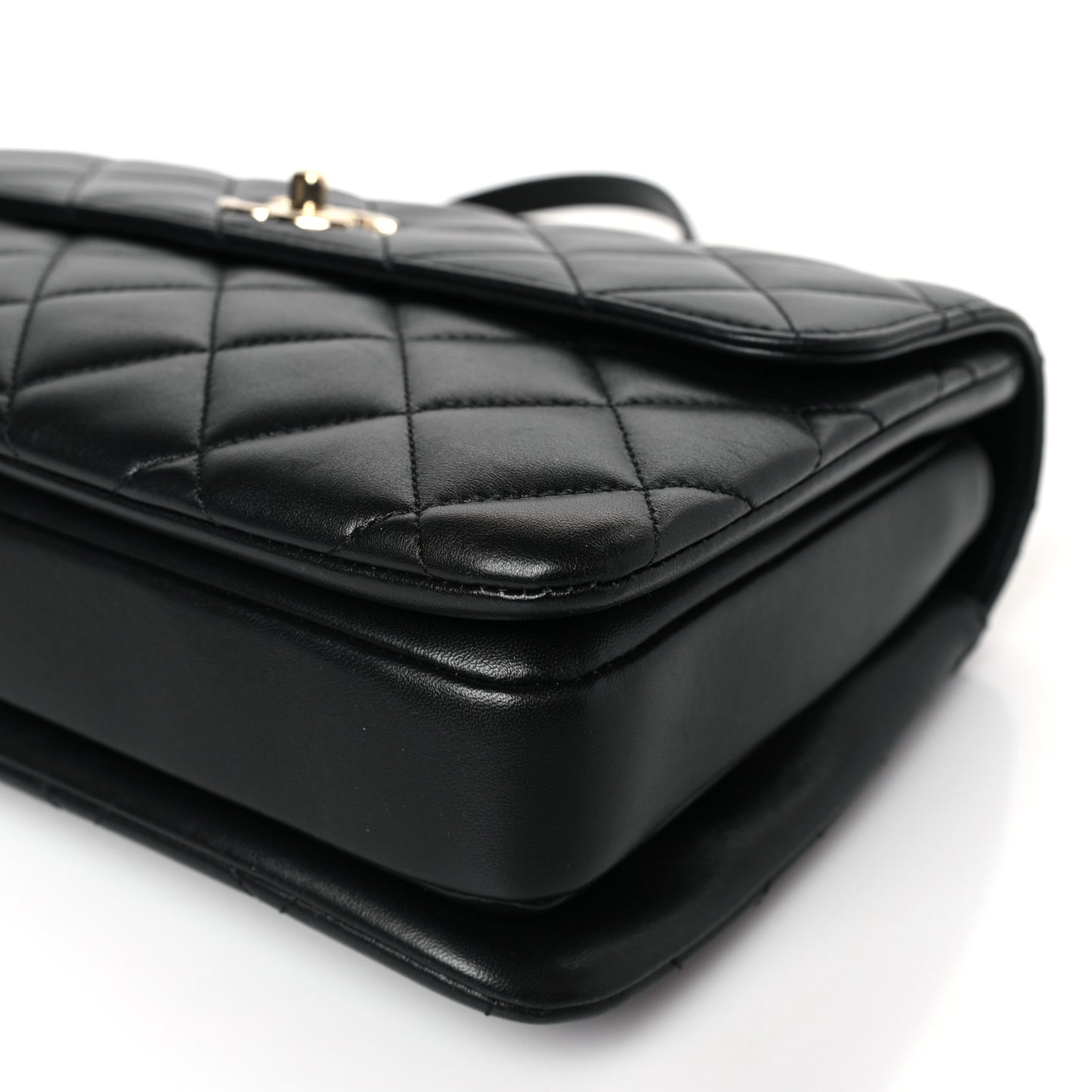 Lambskin Quilted Medium Trendy CC Flap Dual Handle Bag Black