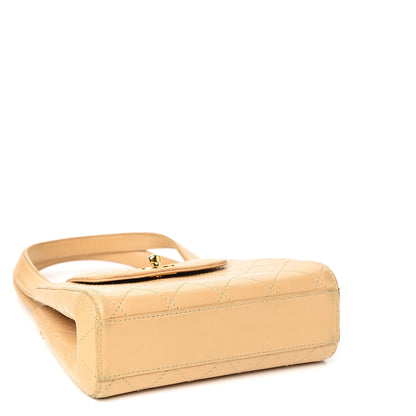 Chanel Lambskin Stitched Top Handle Flap Bag Beige 3 of 9