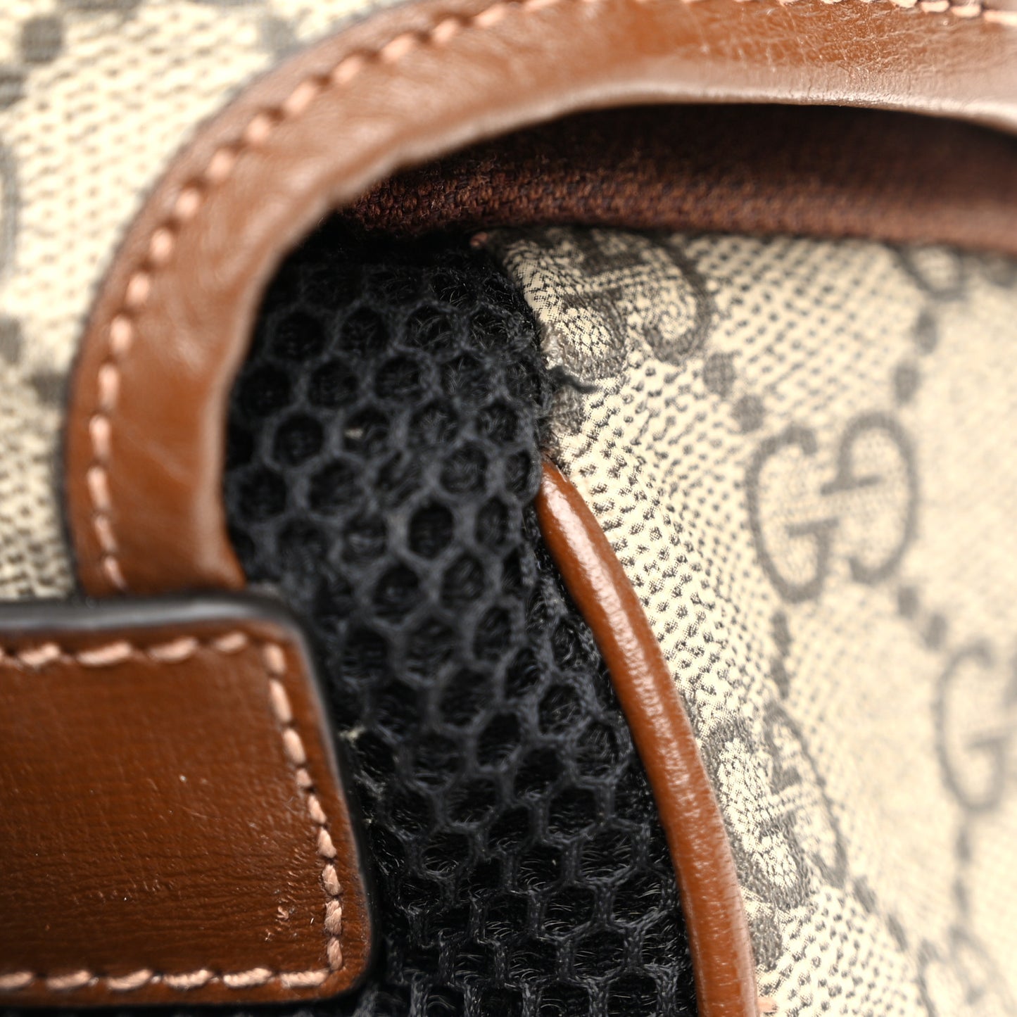 GG Supreme Monogram Azalea Calfskin Medium Retro Interlocking G Buckle Backpack Beige Ebony Brown Sugar