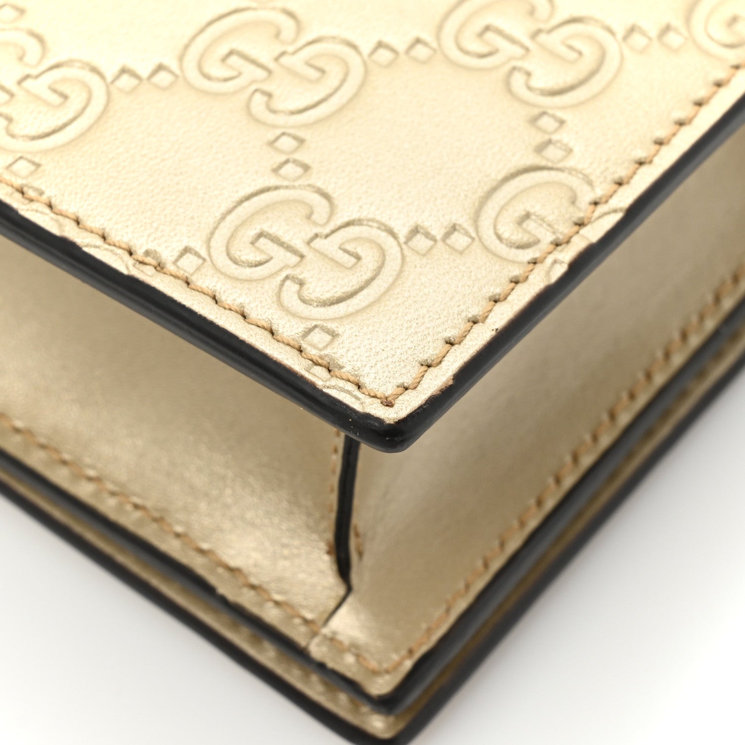 Gucci Metallic Guccissima Signature Bowy Chain Wallet Golden Beige 12 of 14