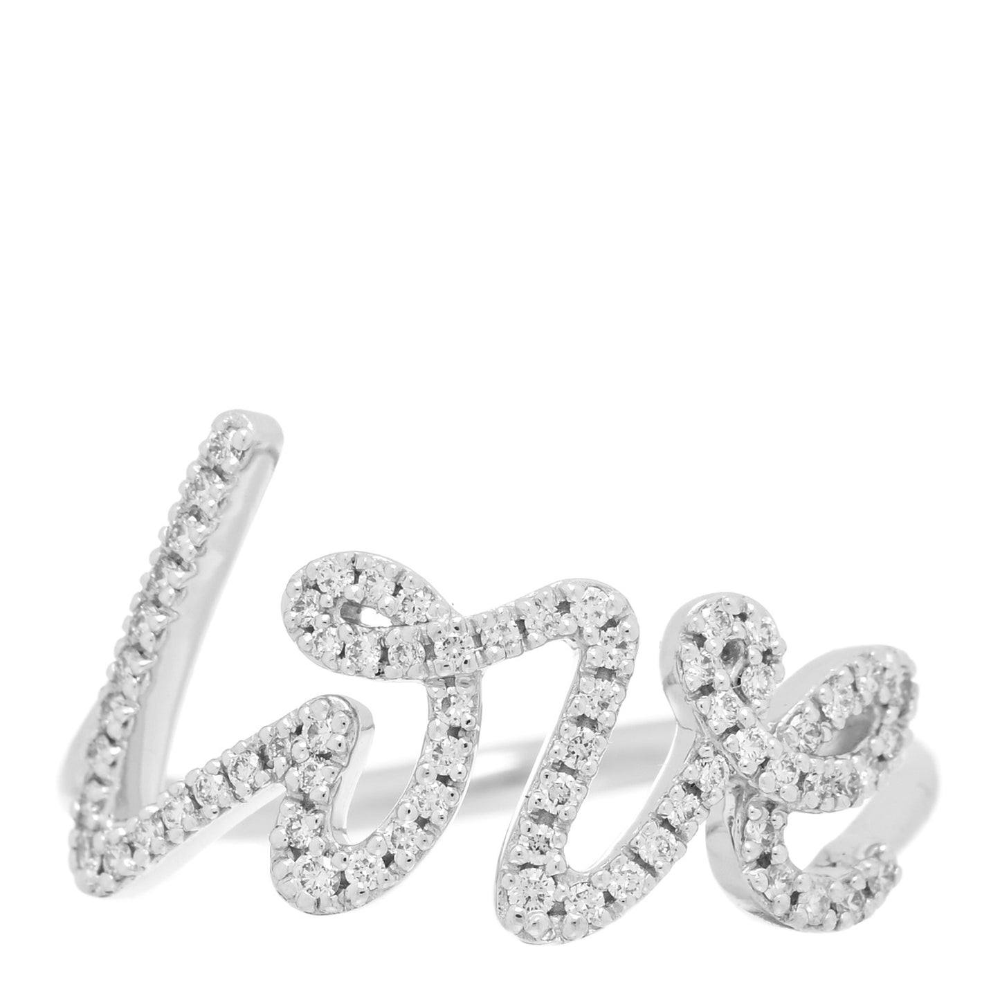 18K White Gold Diamond Paloma's Graffiti Love Ring 55 7.25