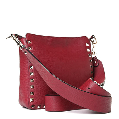Valentino Garavani Pebbled Calfskin Mini Rockstud Flip-Lock Messenger Bag Rubino 2 of 8