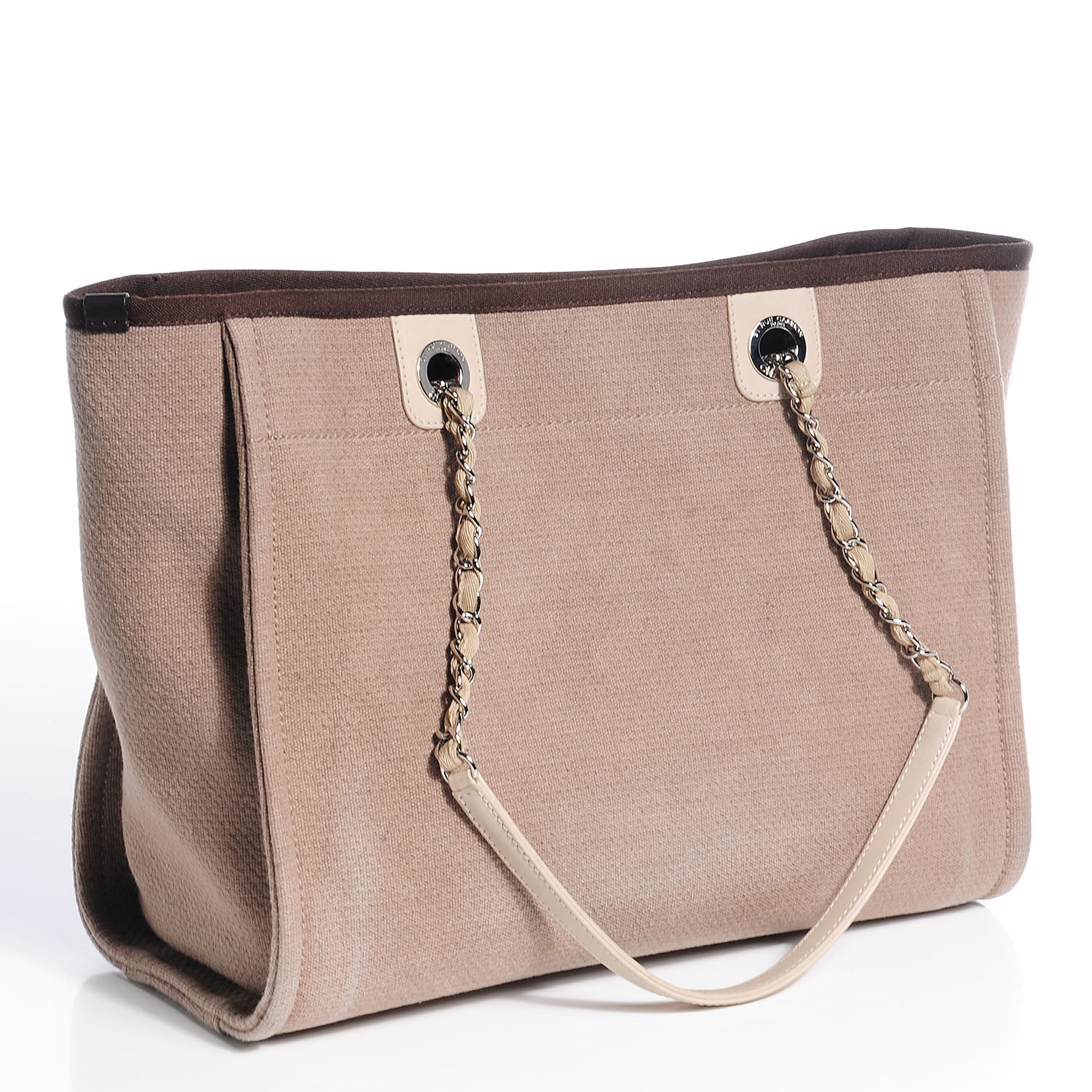 Chanel Canvas Deauville Small Tote Brown 3 of 8