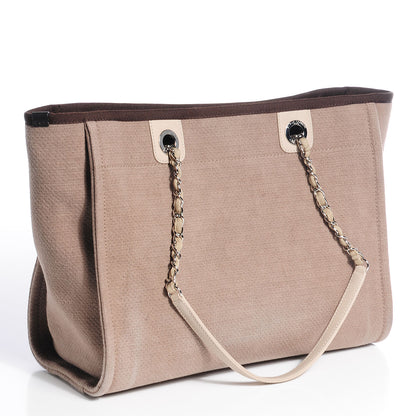 Chanel Canvas Deauville Small Tote Brown 3 of 8