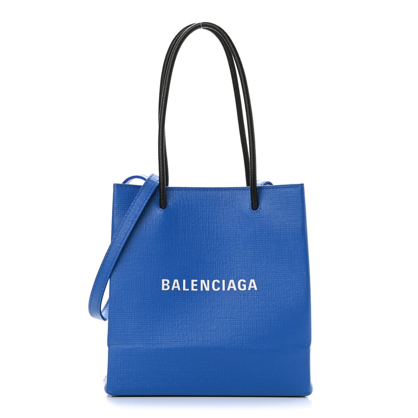 Squared Calfskin Logo North South Shopper Tote XXS Bleu
