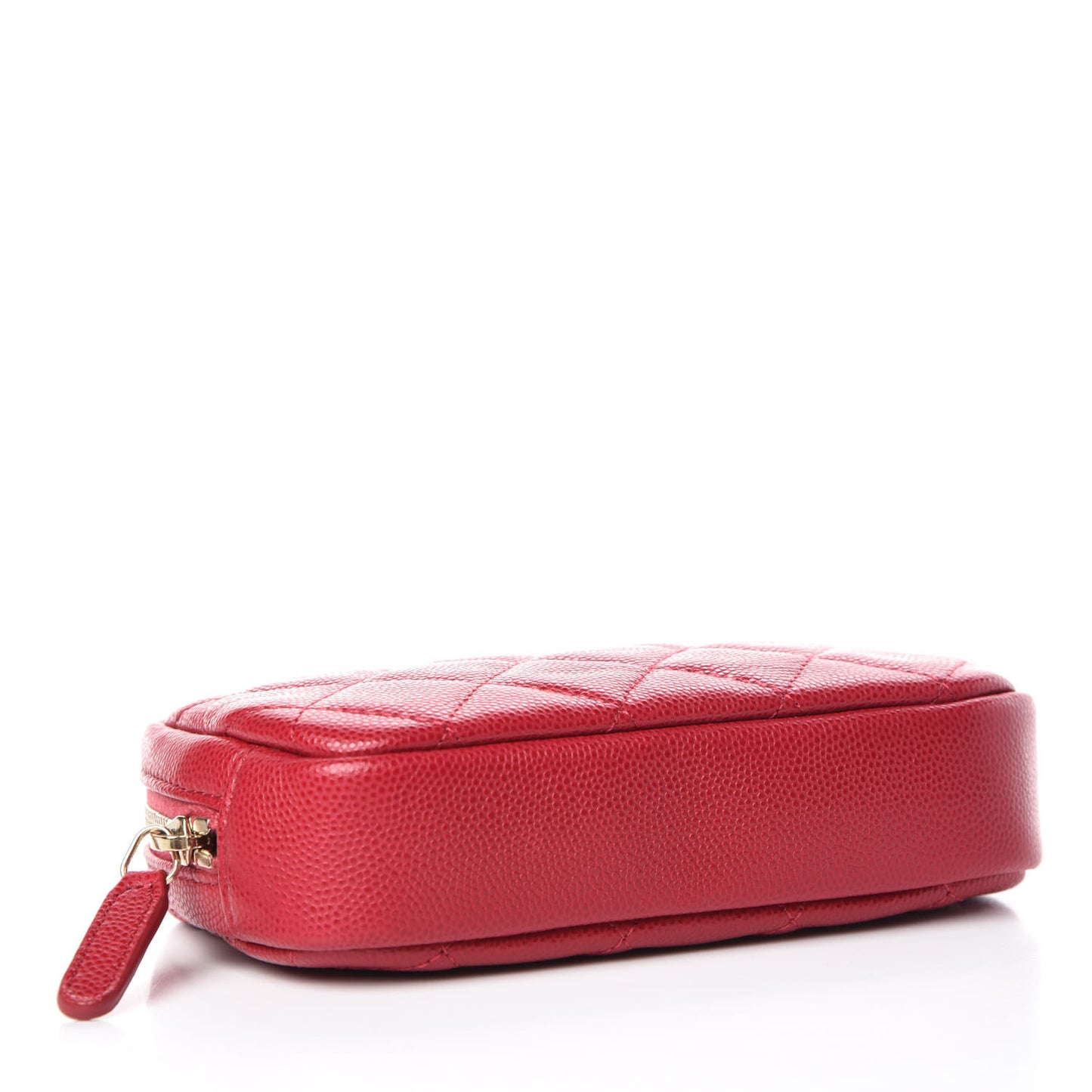 Caviar Quilted Small Curvy Pouch Cosmetic Case Pink