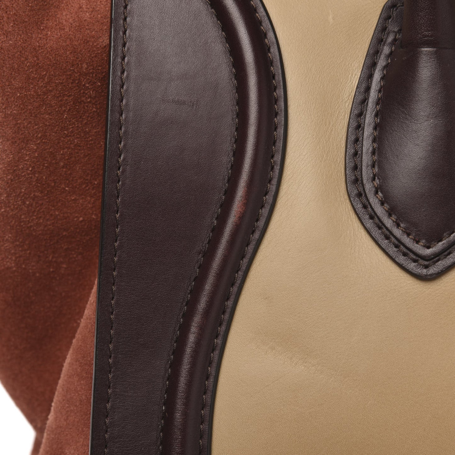 Satin Calfskin Suede Mini Tri-Color Luggage Beige