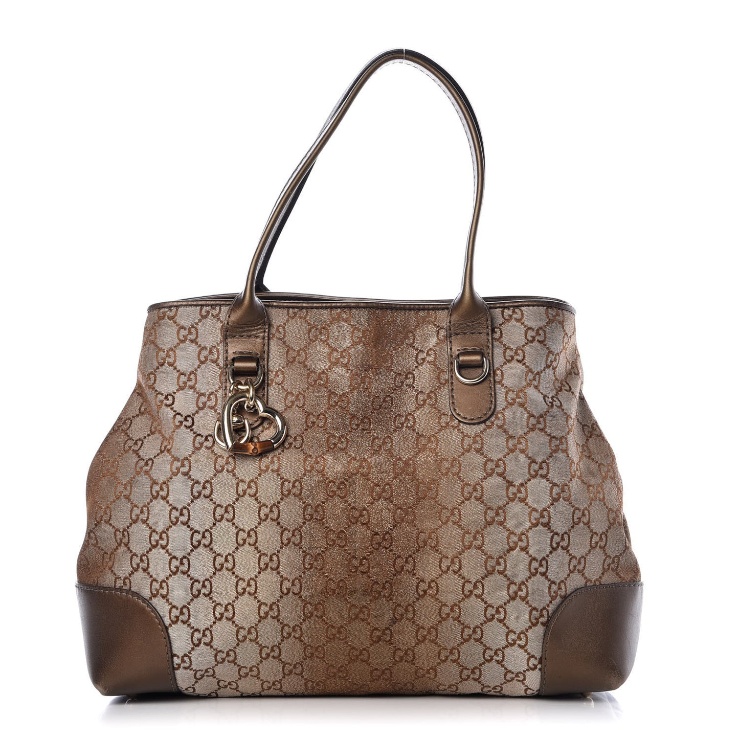 Monogram Lurex Heart Bit Charm Large Top Handle Tote Bronze