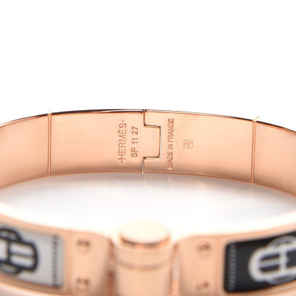 Hermes Enamel Printed Narrow Boucleries Modernes Hinged Bracelet M Black 4 of 7