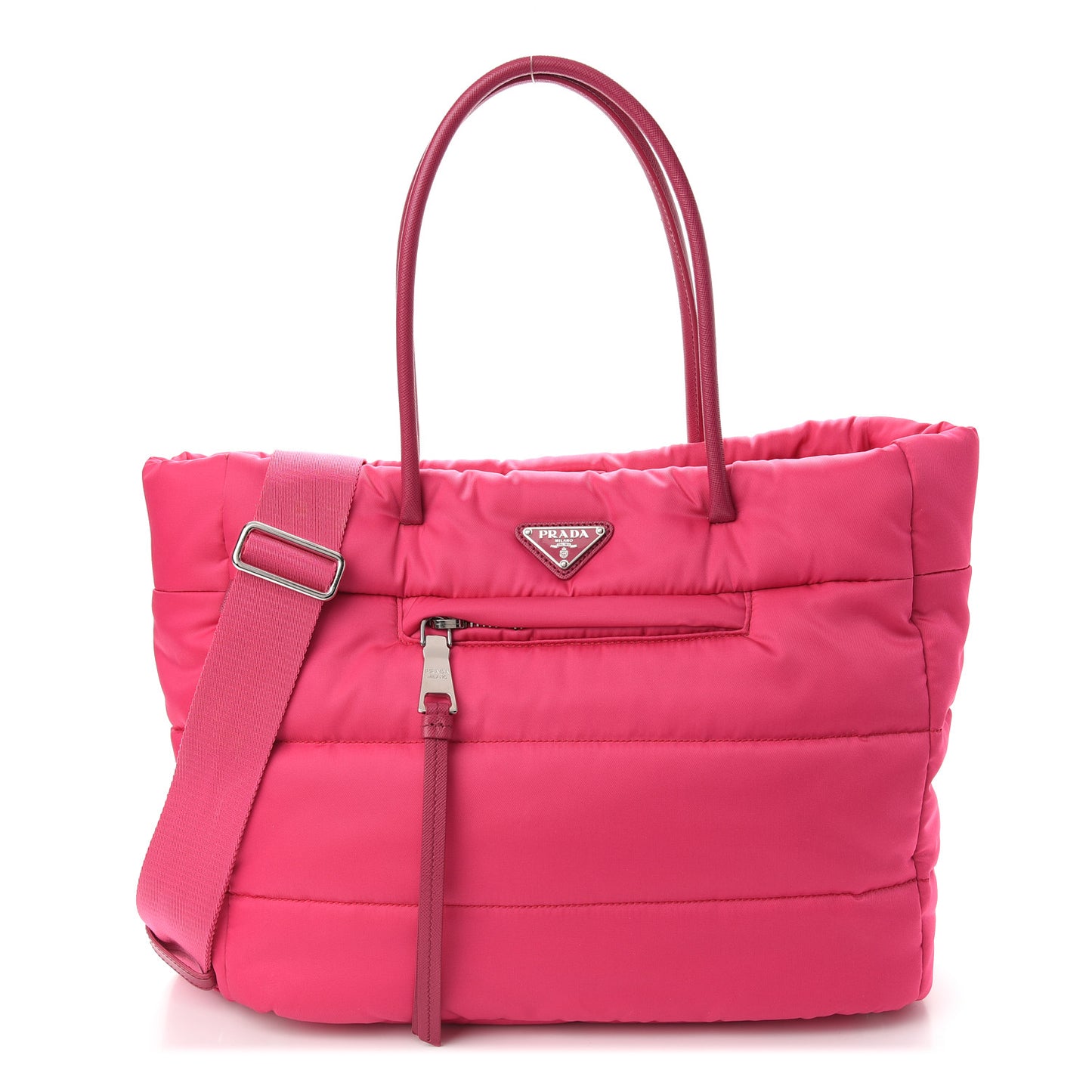 Tessuto Nylon Bomber Tote Fuxia