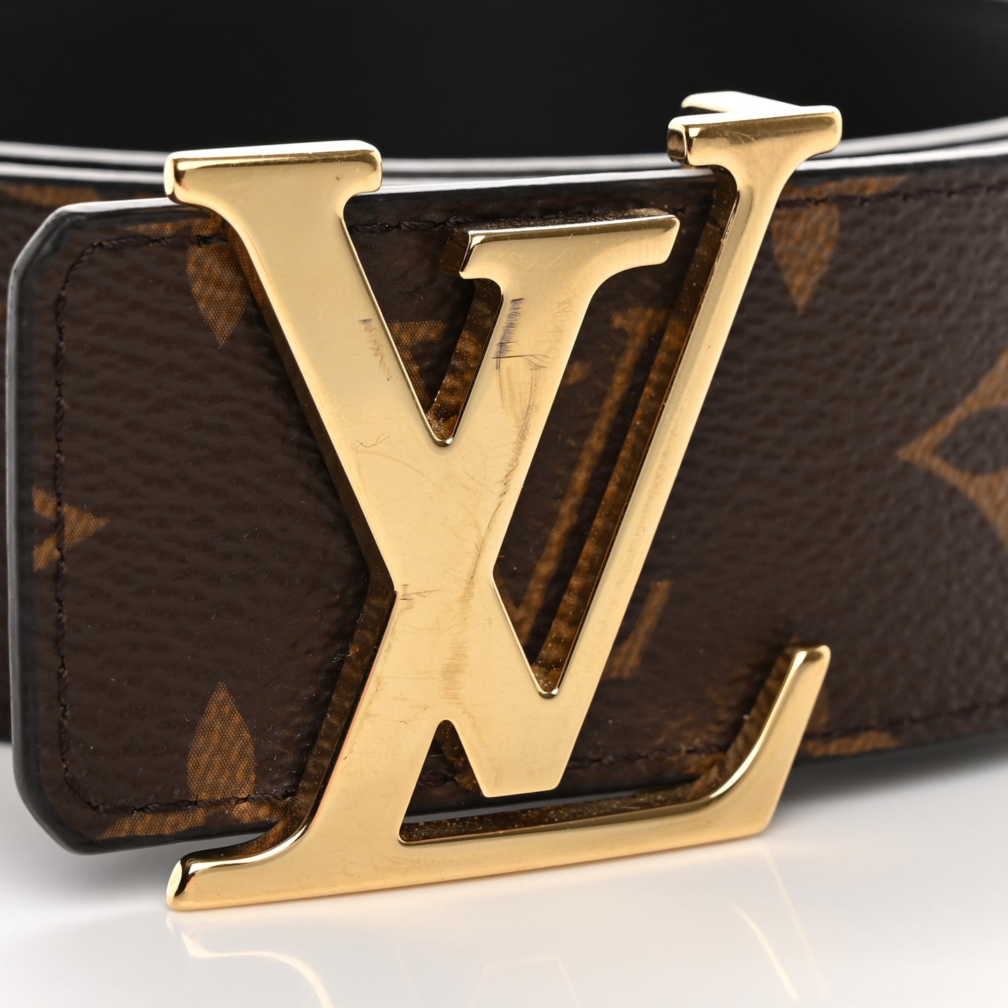 Calfskin Monogram 40mm LV Initiales Reversible Belt 95 38 Black