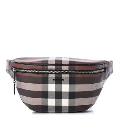 Burberry E-canvas Check Bum Bag Dark Birch Brown 1 of 4