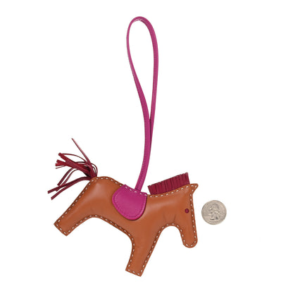 Hermes Milo Lambskin Grigri Rodeo Horse Bag Charm MM Gold Rubis Rose Pourpre 2 of 4