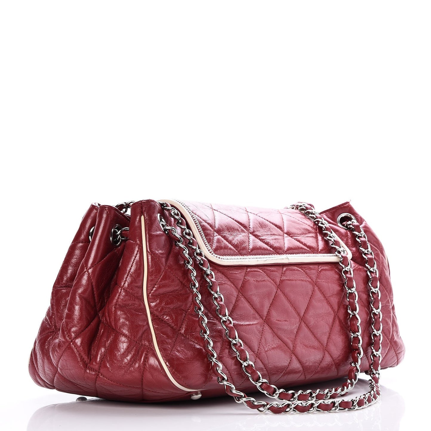 Lambskin Quilted East West Accordion Flap Light Bordeaux