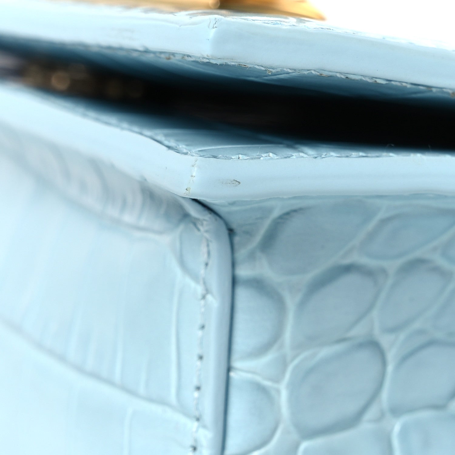 Alexander McQueen Calfskin Crocodile Embossed Knuckle Shoulder Bag Pale Blue 11 of 13