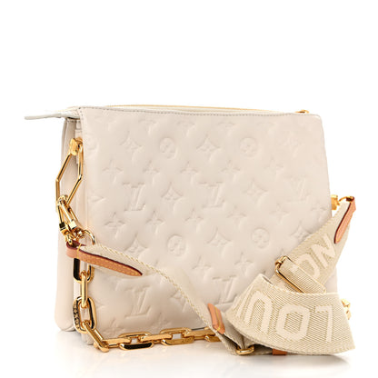 Louis Vuitton Lambskin Embossed Monogram Coussin PM Beige Cream 3 of 11