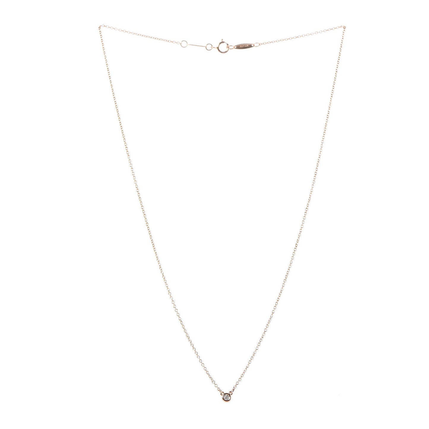 18K Rose Gold Diamond .03ct Elsa Peretti Diamonds by the Yard Pendant Necklace