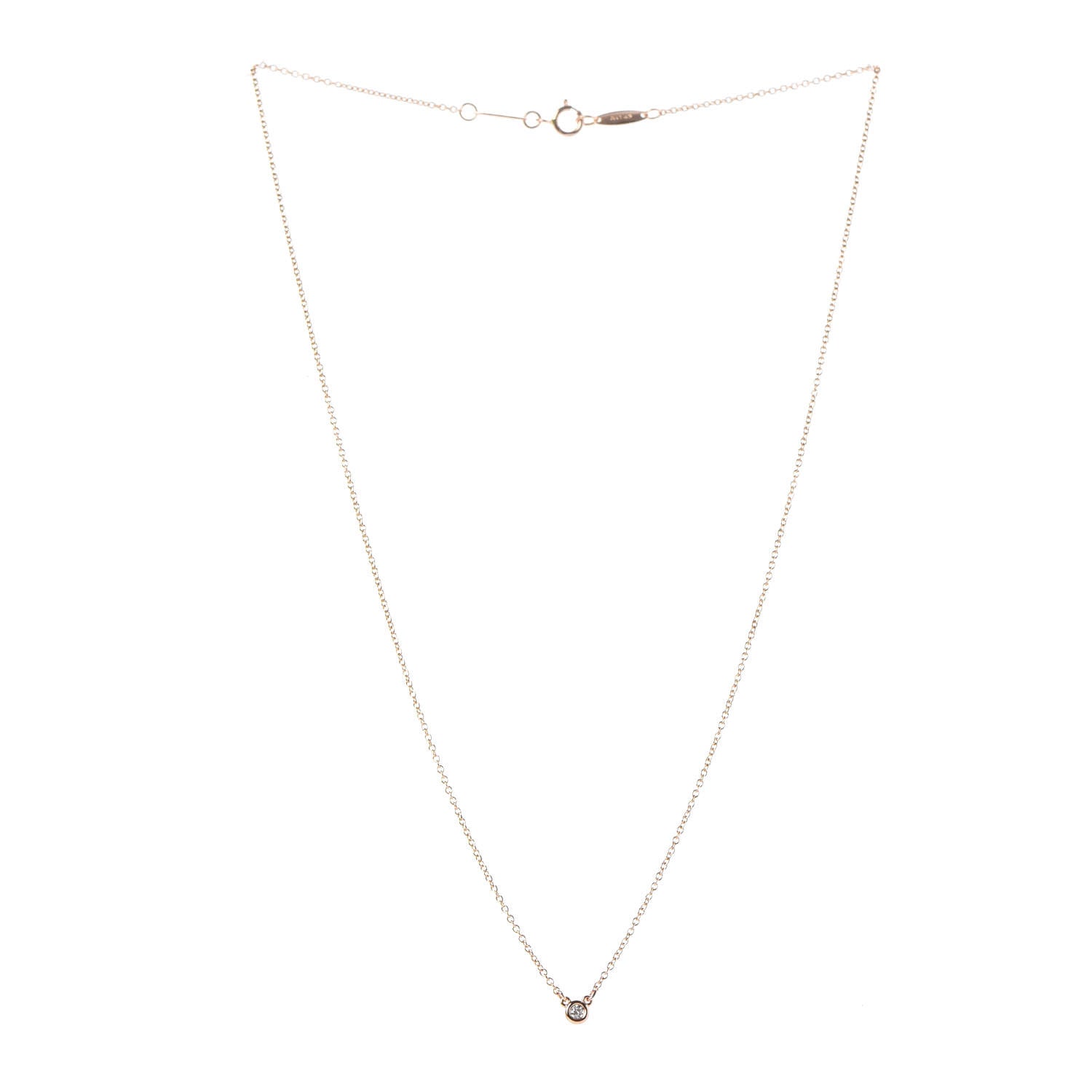 Tiffany 18K Rose Gold Diamond .03ct Elsa Peretti Diamonds by the Yard Pendant Necklace 3 of 8
