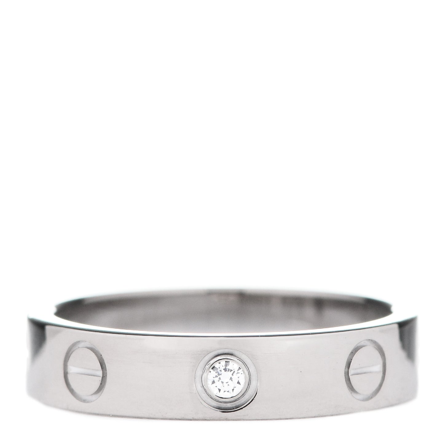 18K White Gold Diamond 4mm LOVE Wedding Band Ring 50 5.25