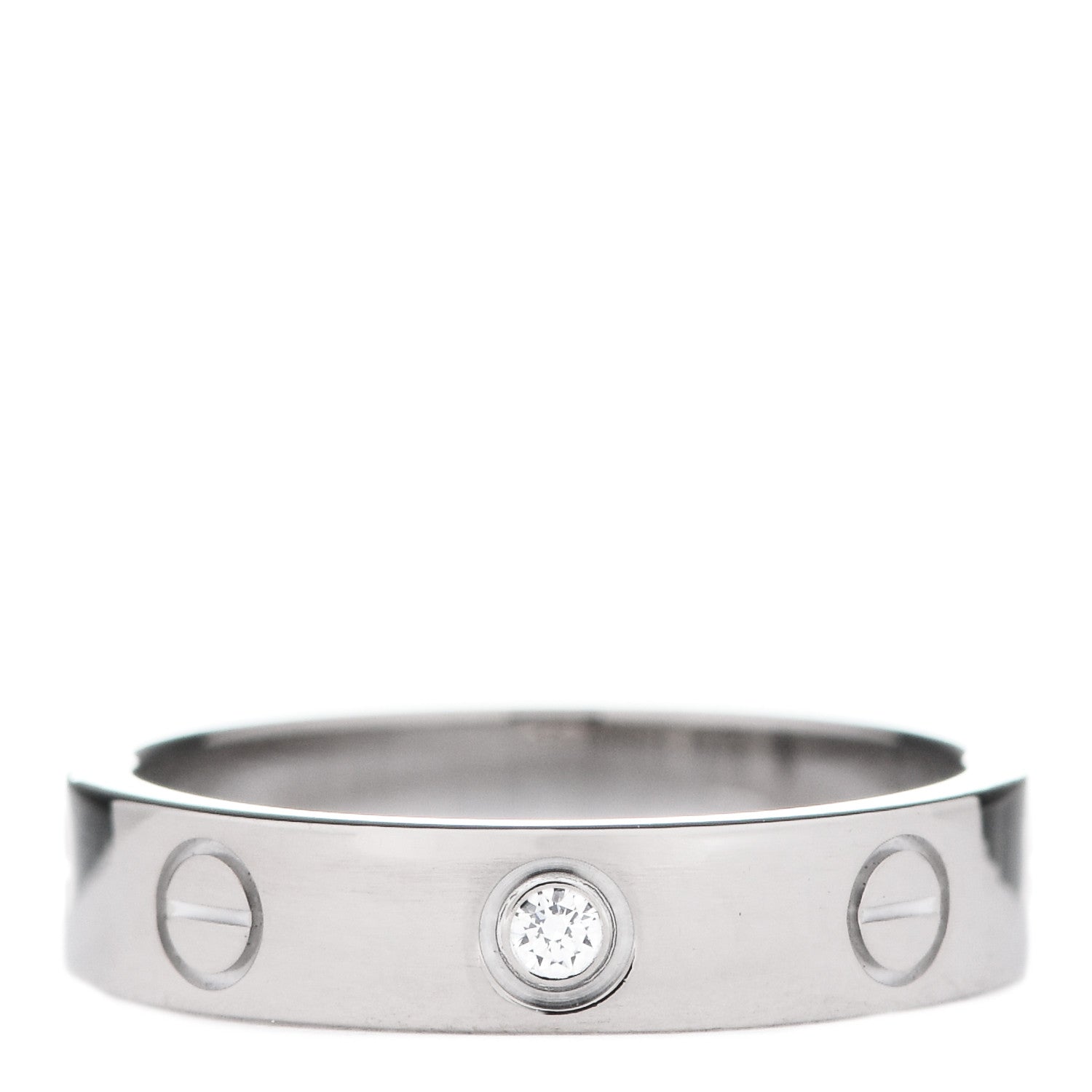 Cartier 18K White Gold Diamond 4mm LOVE Wedding Band Ring 50 5.25 1 of 6