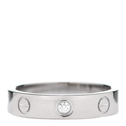 Cartier 18K White Gold Diamond 4mm LOVE Wedding Band Ring 50 5.25 1 of 6