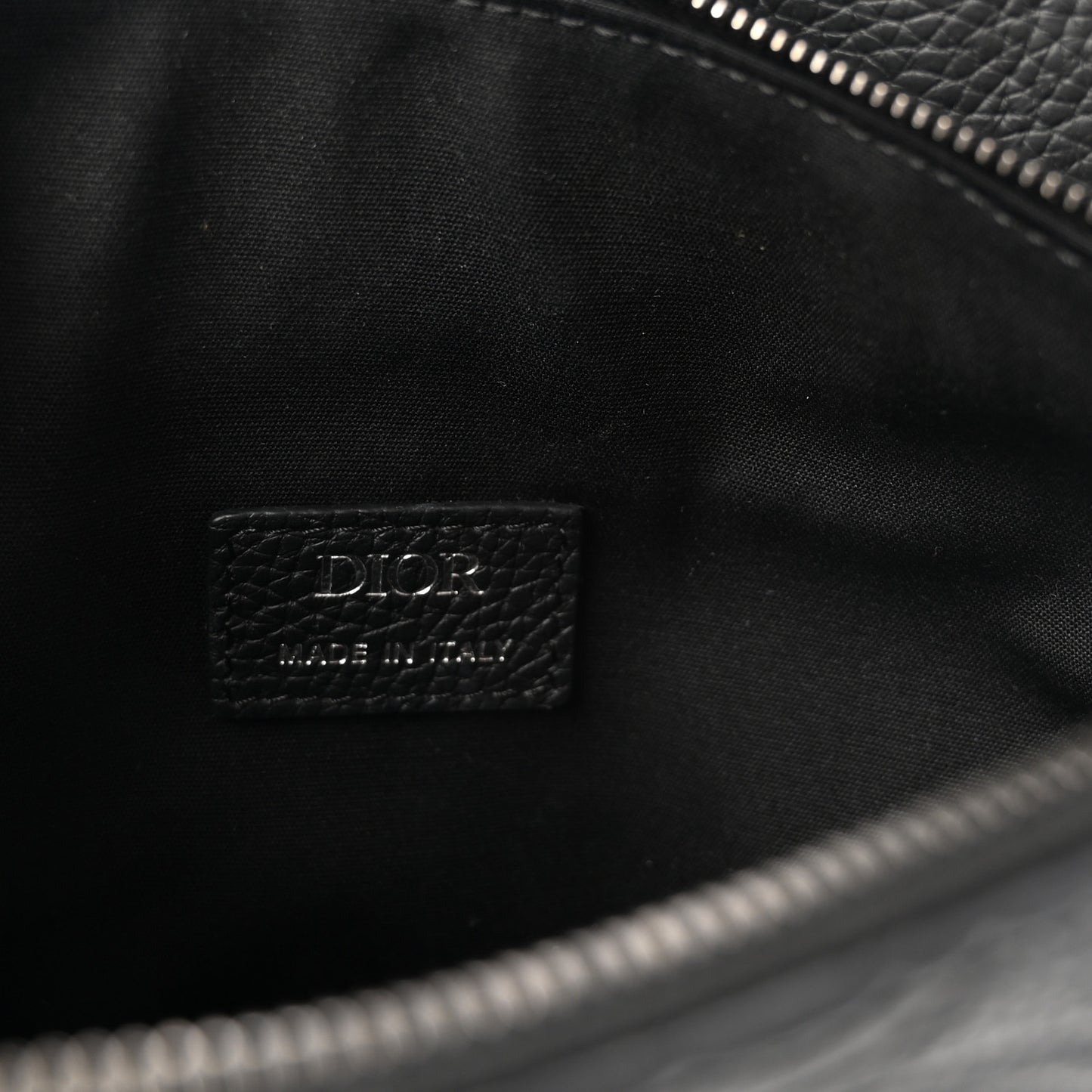 Grained Calfskin Embossed Dior Gravity Mens Saddle Bag Black