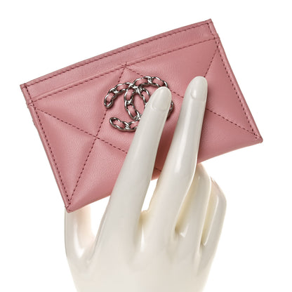 Chanel Lambskin Quilted Chanel 19 Card Holder Light Pink 2 of 10