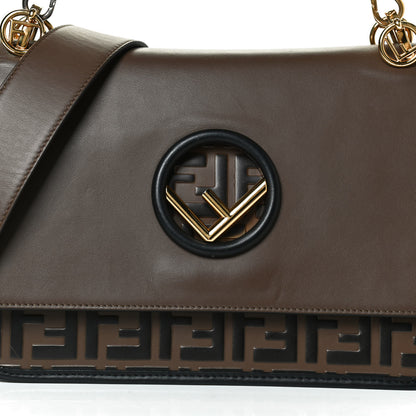Fendi Vitello Century F is Fendi Bi-Color FF 1974 Embossed Kan I Shoulder Bag Maya Black 17 of 17
