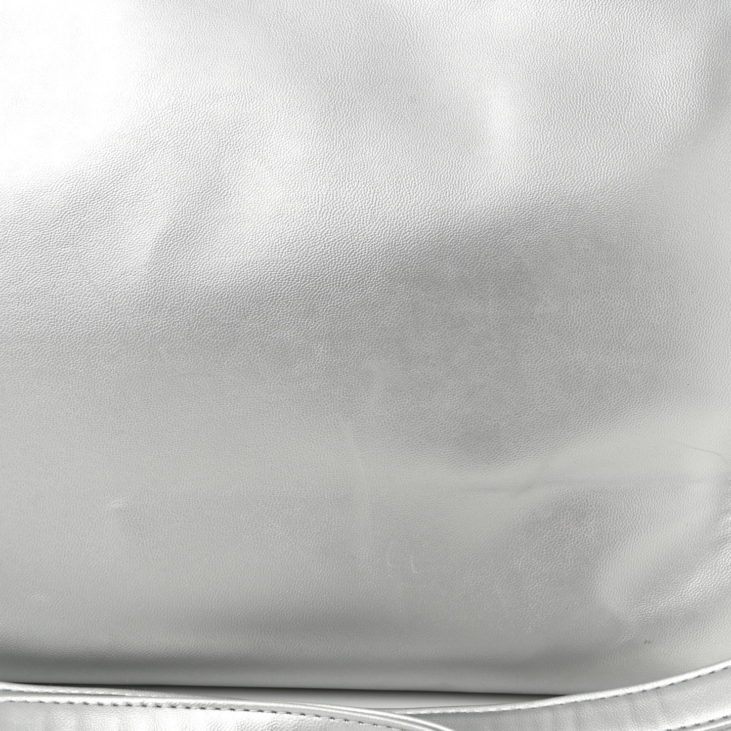 Metallic Vegan Leather Medium Shopping Bag Silver