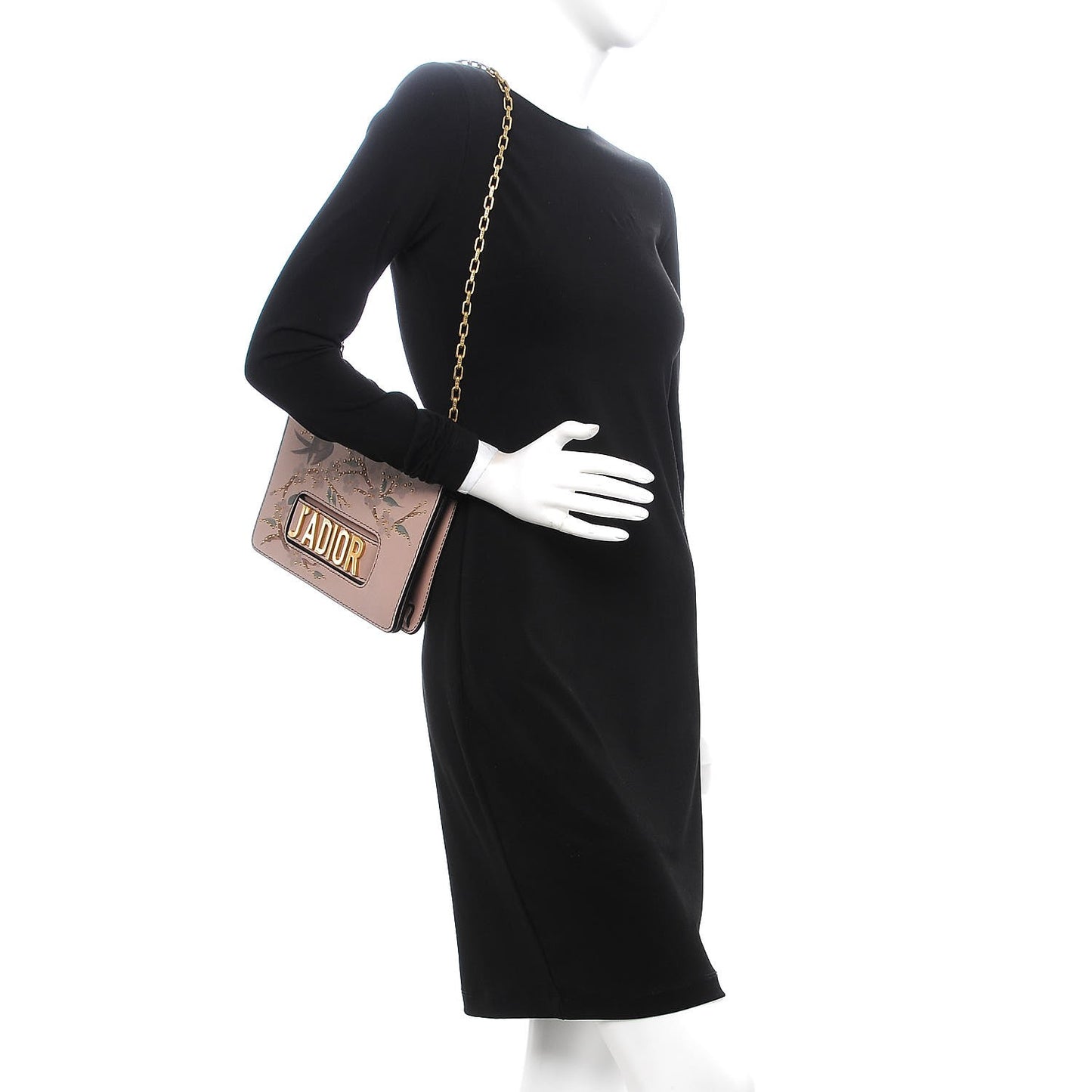 Calfskin Painted Studded Jardin Japonais J'Adior Chain Flap Bag Nude
