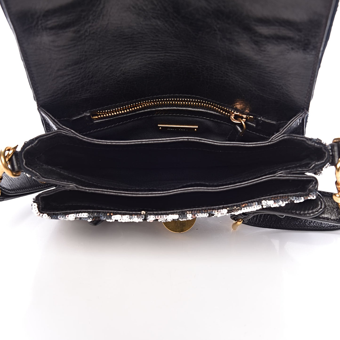 Paillettes Sequined Mini East West Satchel Argento