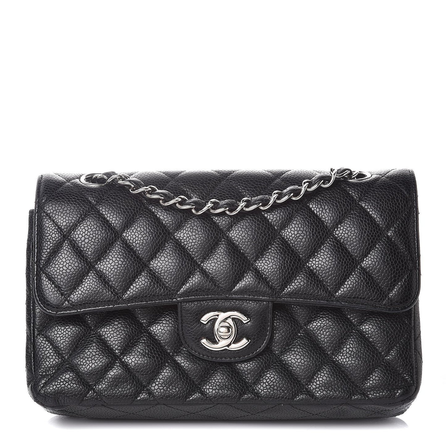 Caviar Quilted Small Double Flap Black