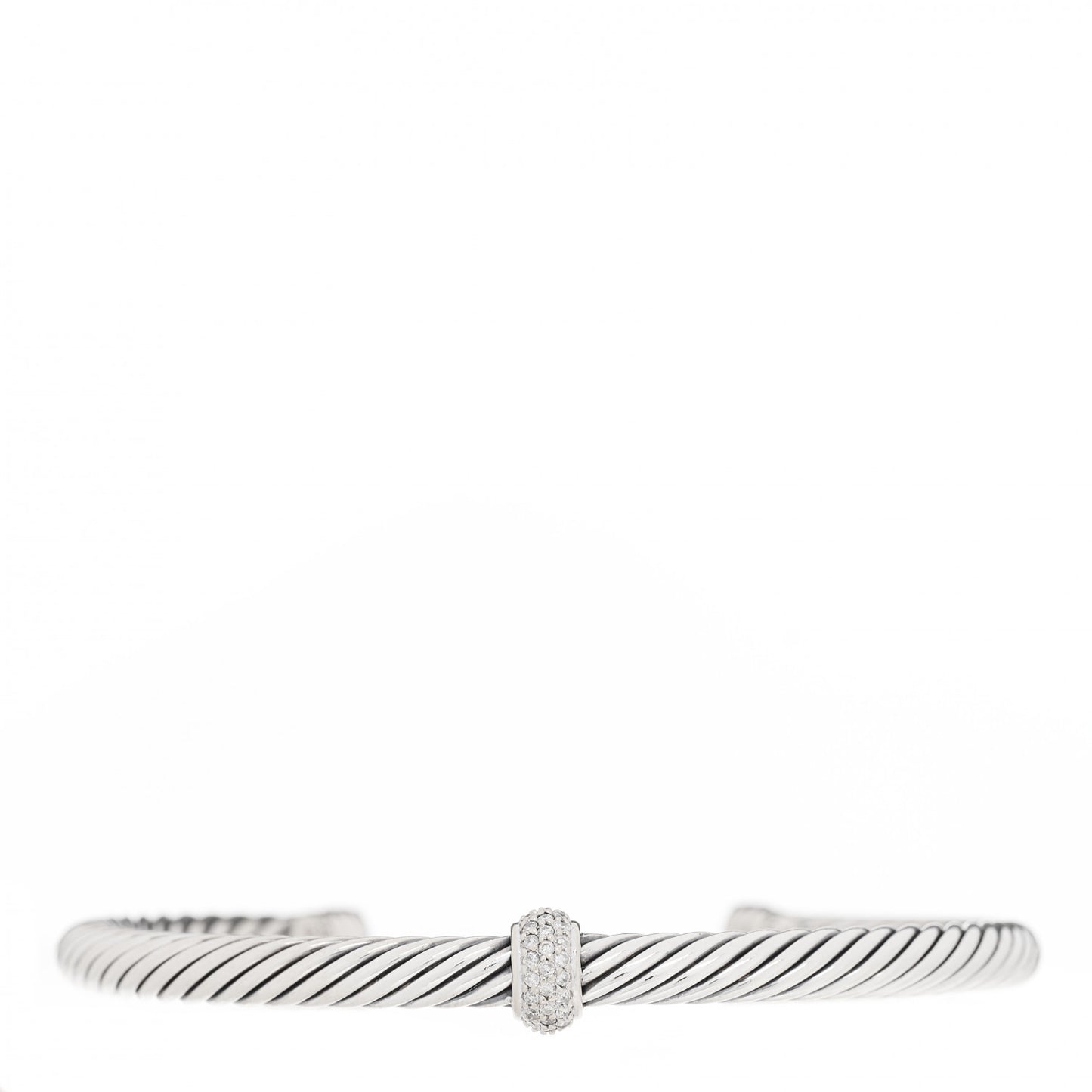 Sterling Silver 18K White Gold Diamond 5mm Cable Classics Station Bracelet
