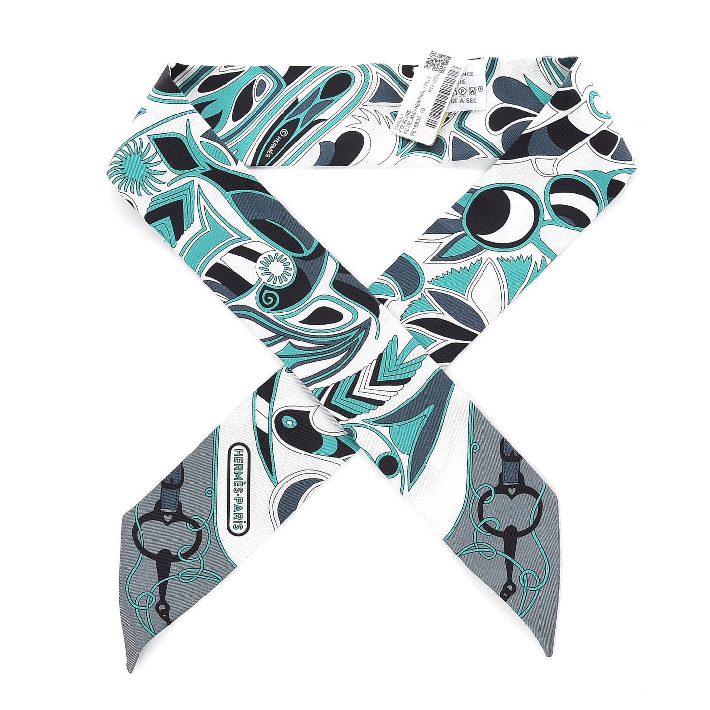 Silk Folklore Twilly White Menthol Gris