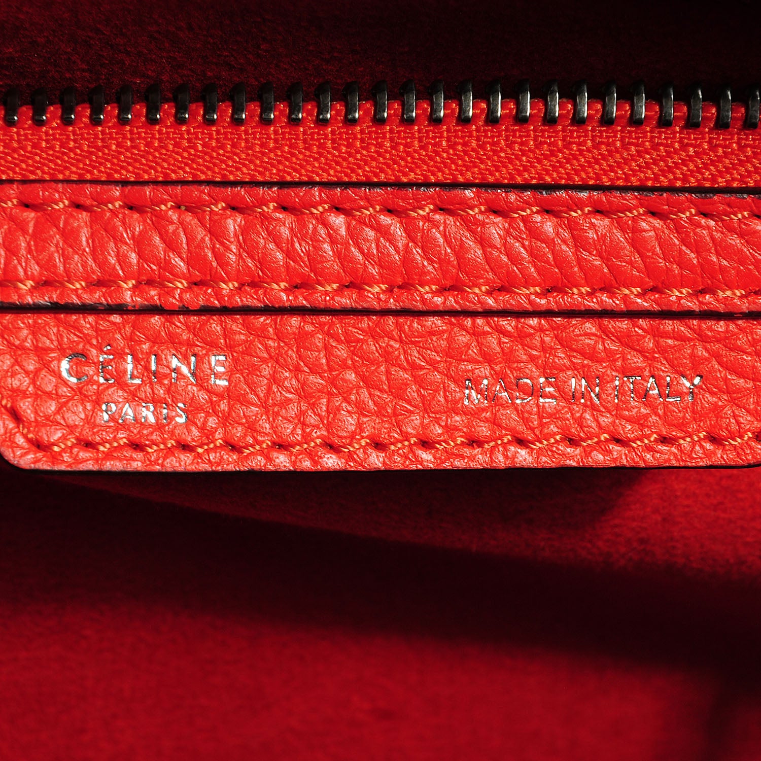 Celine Drummed Calfskin Micro Luggage Vermillion 7 of 8
