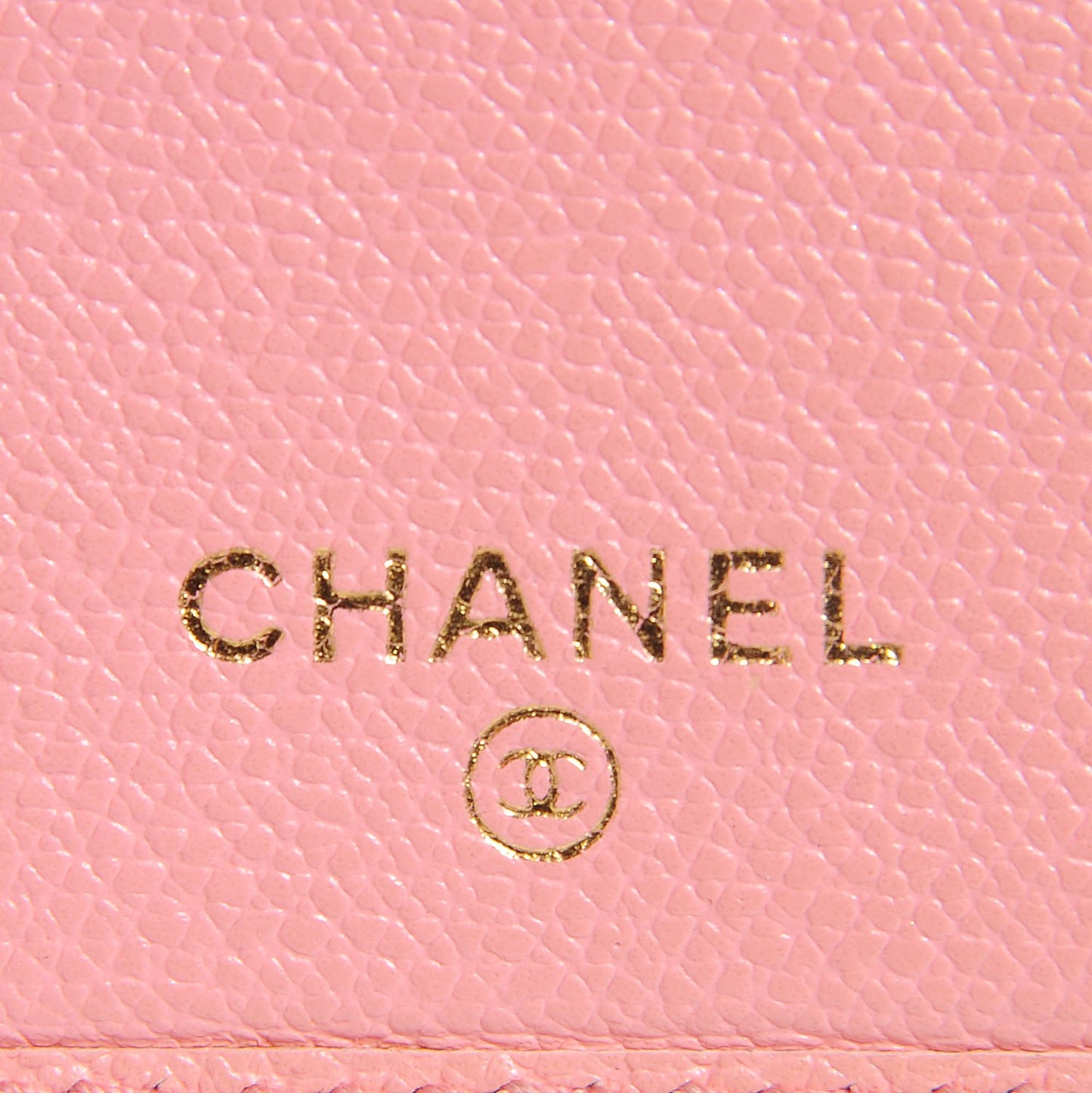 Grained Calfskin CC Button Yen Wallet Pink