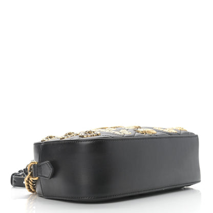 Gucci Calfskin Matelasse Animal Studs Small GG Marmont Chain Shoulder Bag Black 4 of 10