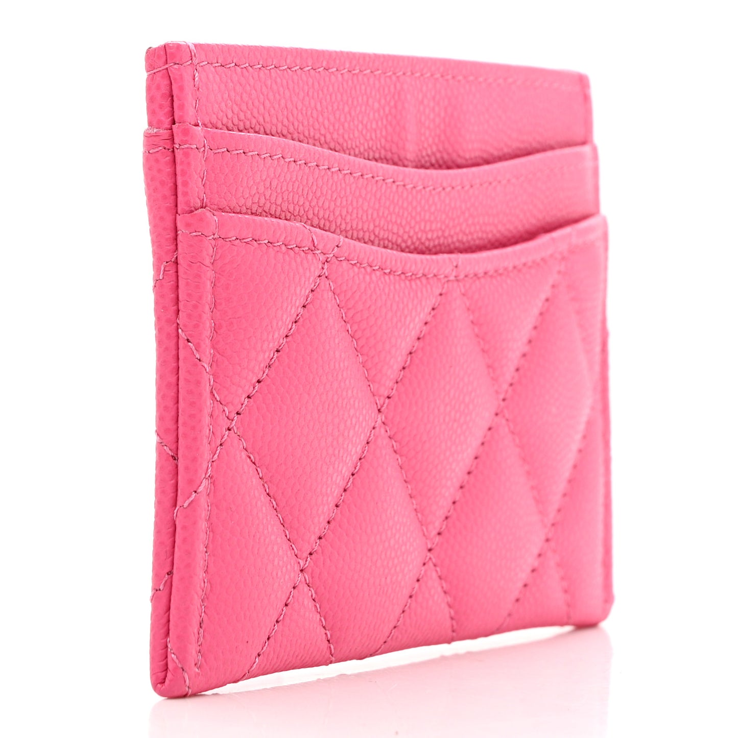 Caviar Quilted Card Holder Pink