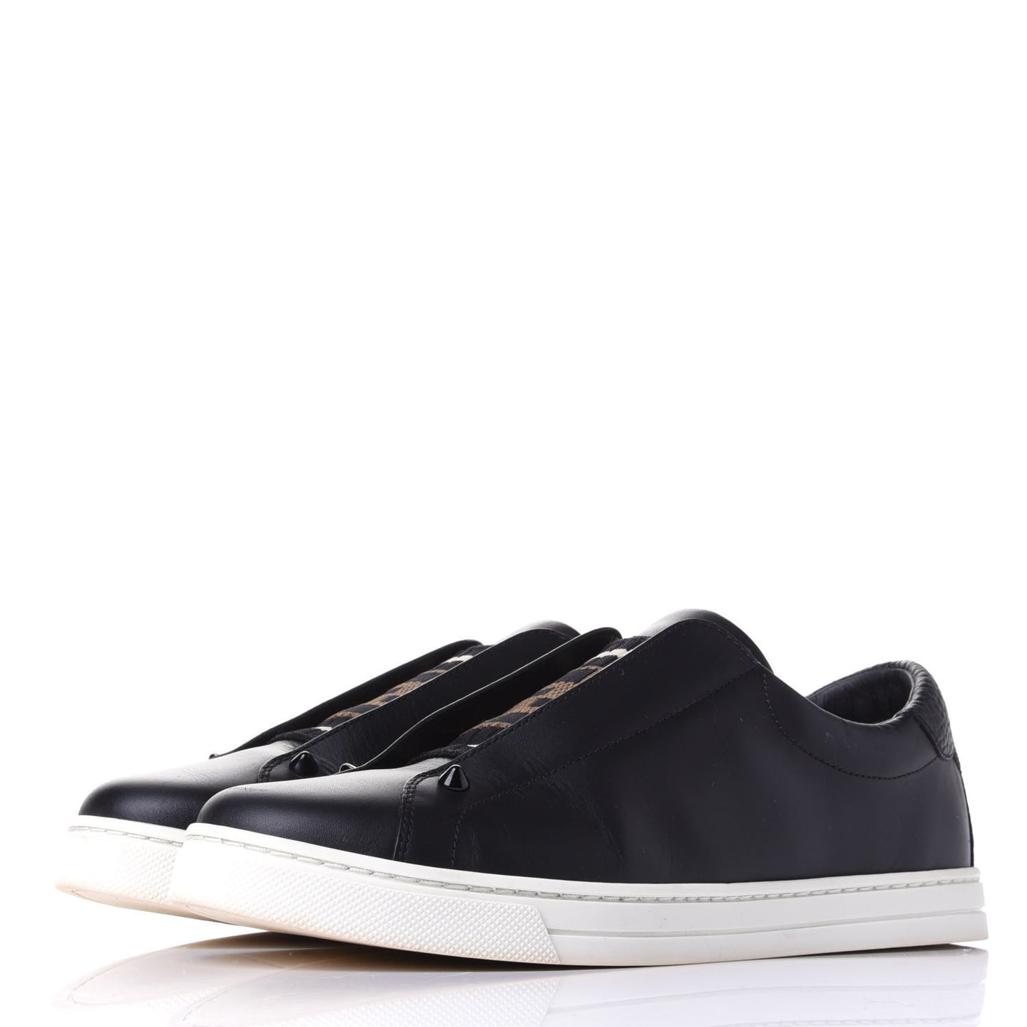 Vitello Microfiber FF Rockoclick Slip On Sneakers 38.5 Black Tobacco