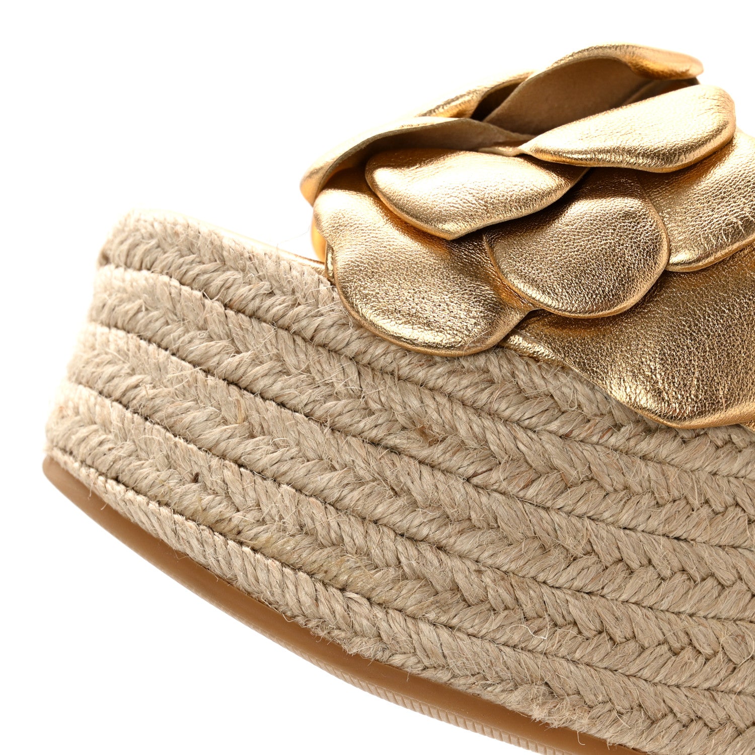 Valentino Garavani Metallic Kidskin Atelier 03 Rose Edition Espadrille 45/90mm Platform Sandals 37 Antique Brass 9 of 10