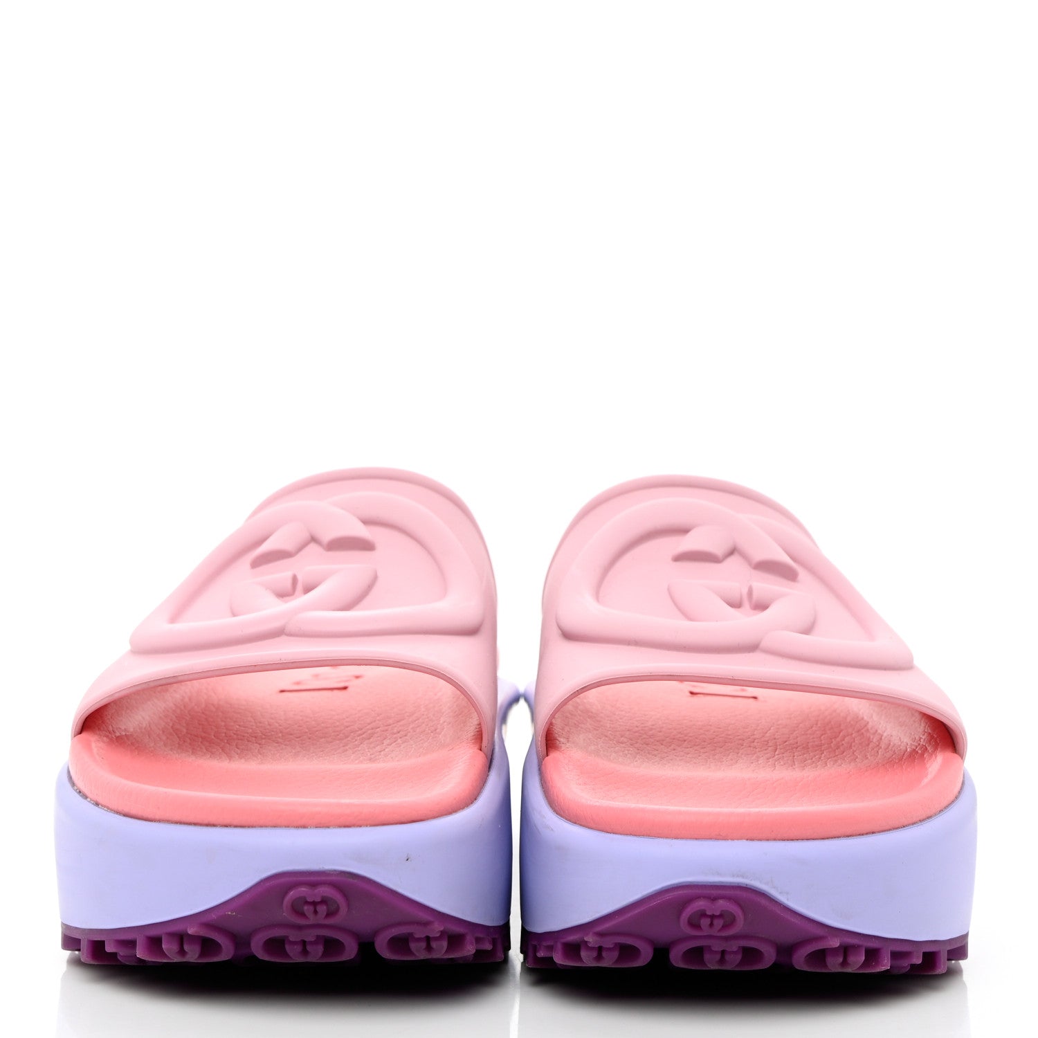 Gucci Soft Rubber Womens Interlocking G Platform 42mm Slide Sandals 38 Sugar Pink 2 of 8