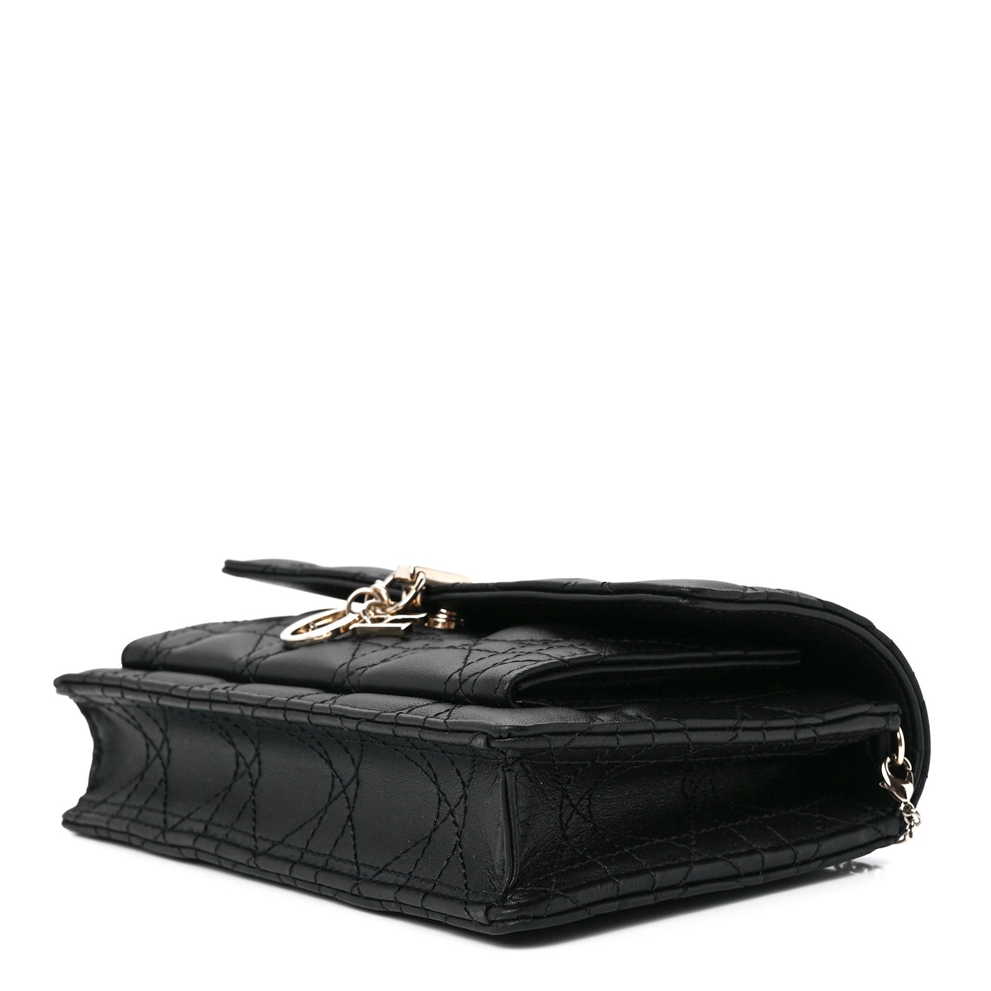 Lambskin Cannage Lady Dior Chain Pouch Black