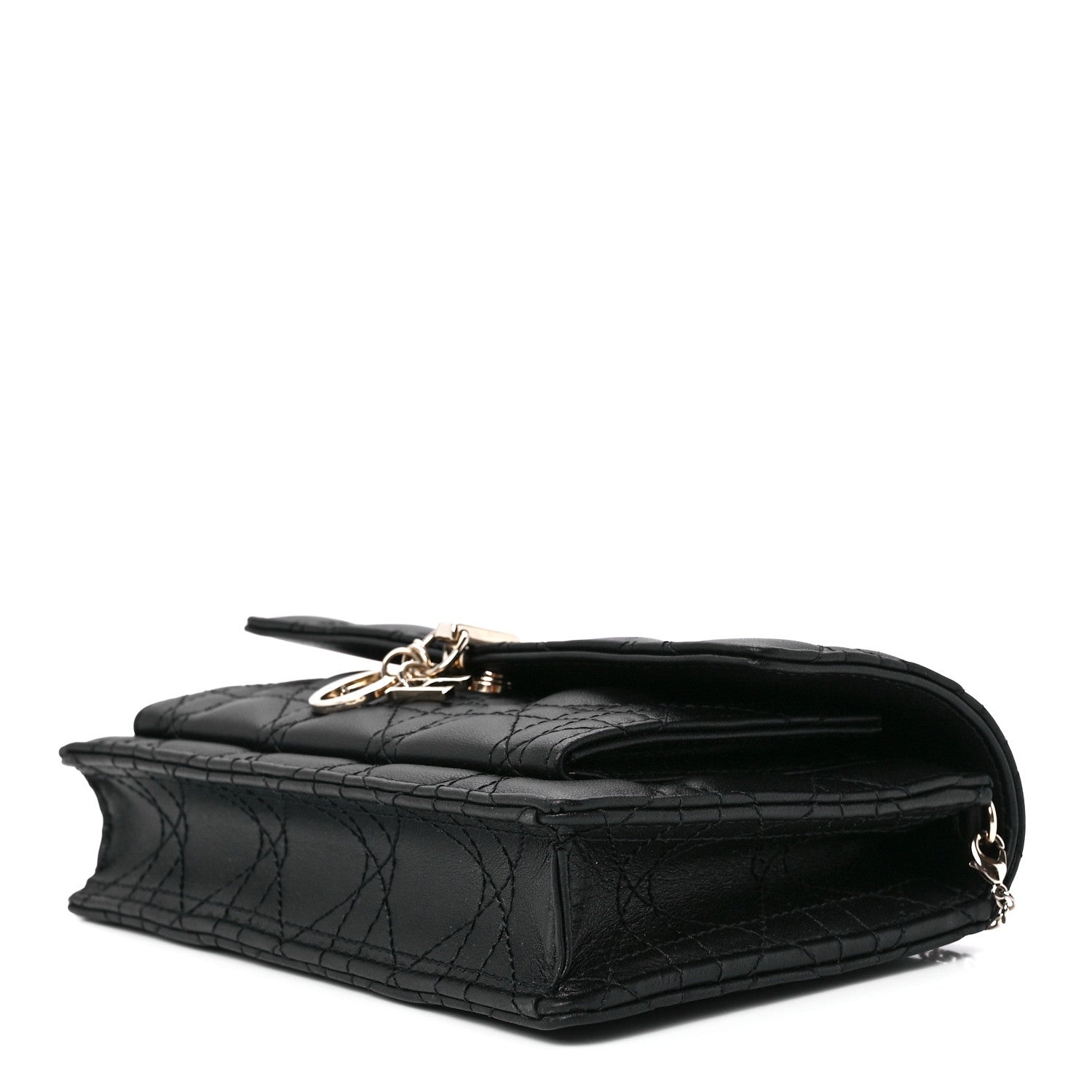 Christian Dior Lambskin Cannage Lady Dior Chain Pouch Black 9 of 12