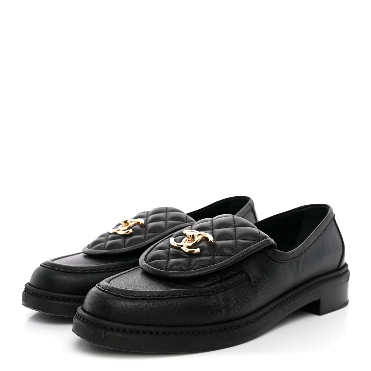 Chanel Lambskin Quilted CC Turnlock Loafers 39 Black 4 of 11