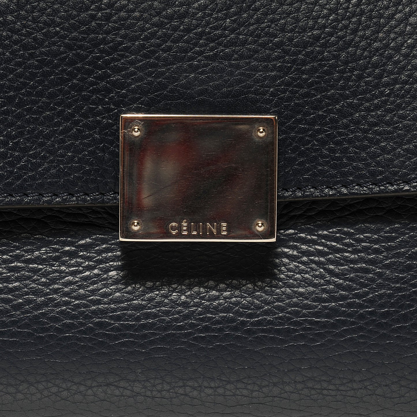 Drummed Leather and Suede Small Trapeze Navy